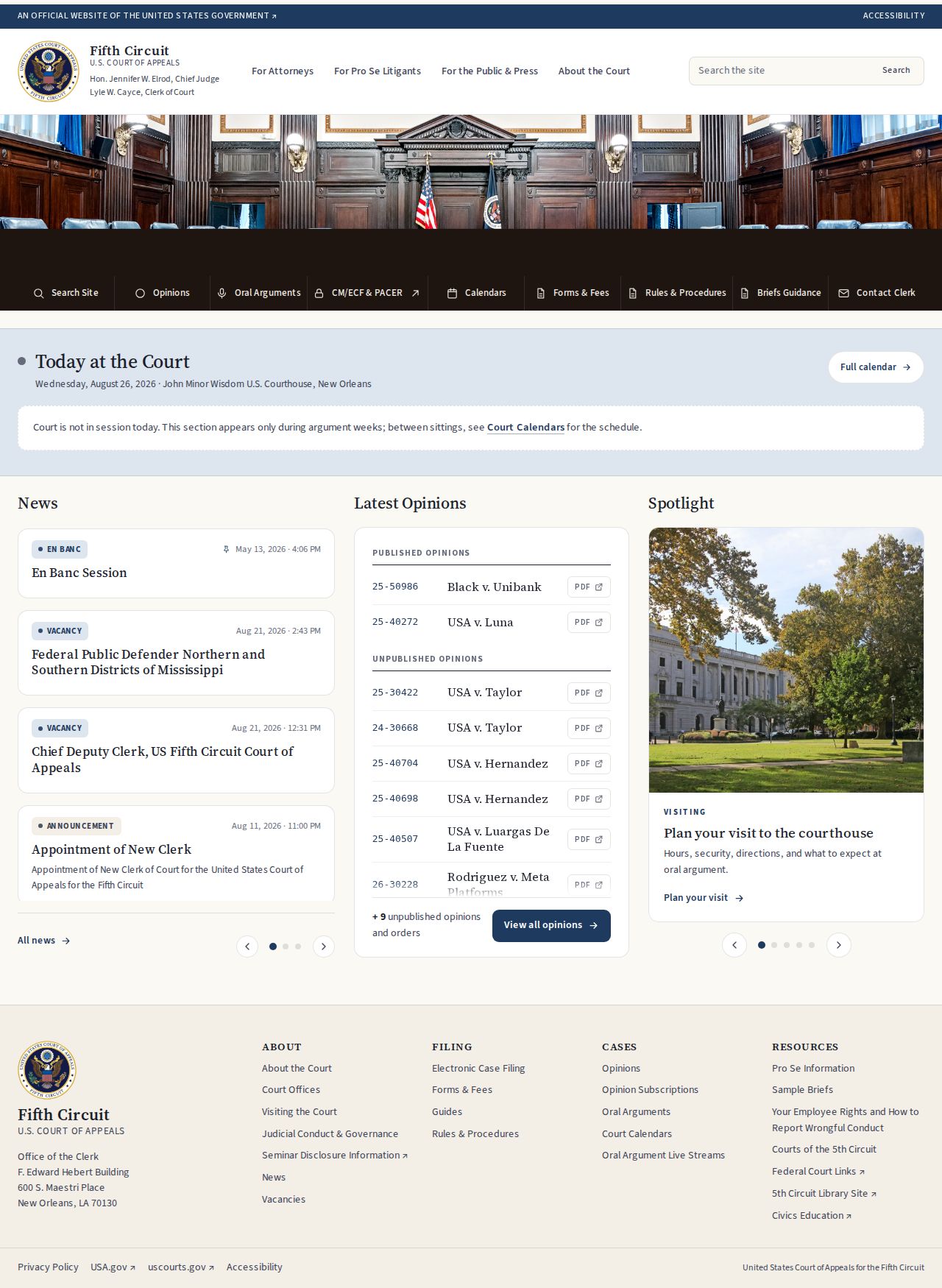 Plaquemines Parish court case records and Fifth Circuit federal appeal boundary