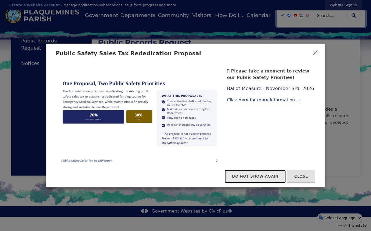 Plaquemines Parish court case records and parish public records request information