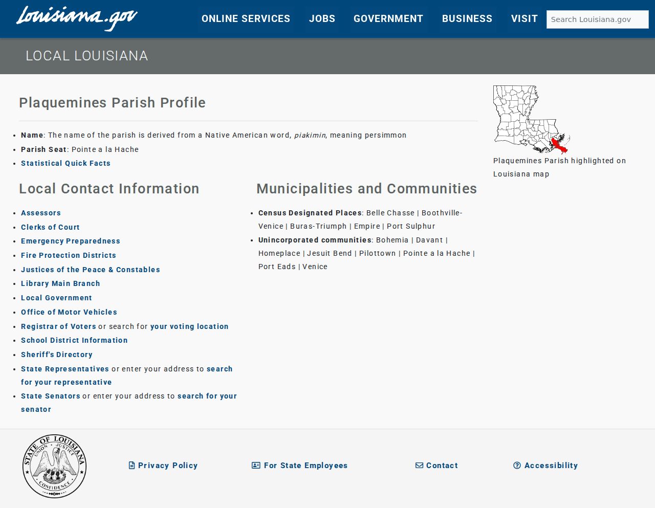 Plaquemines Parish court docket Louisiana parish profile