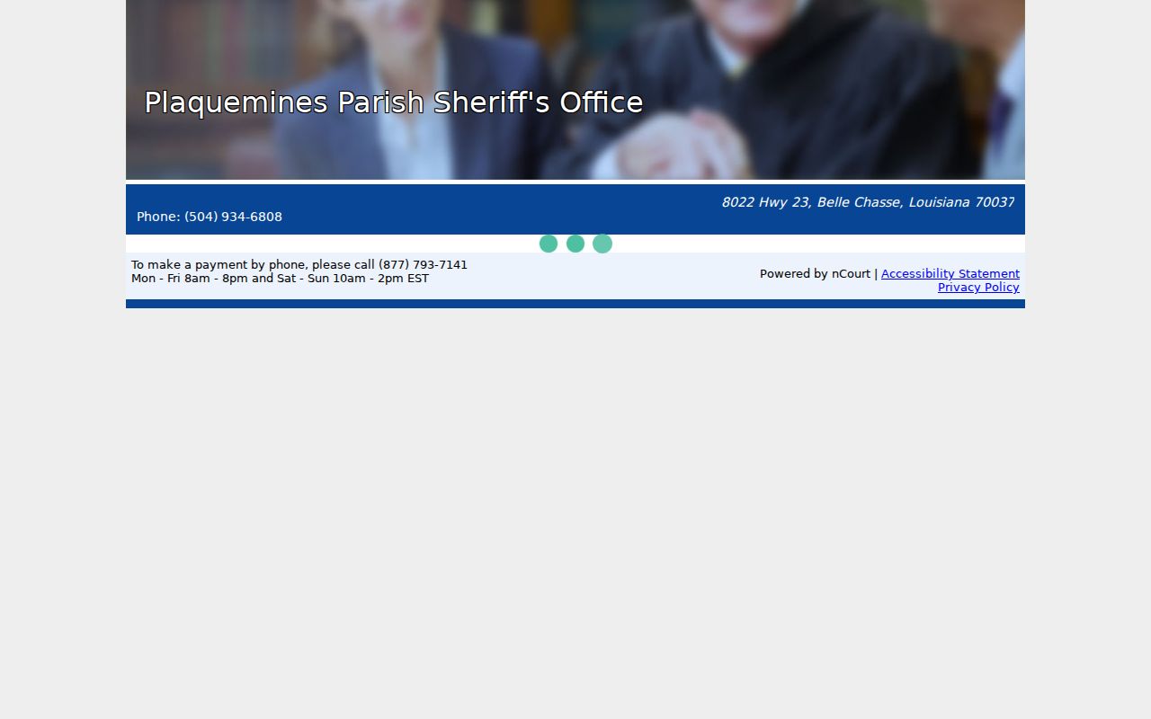 Plaquemines Parish traffic court records nCourt citation number payment interface